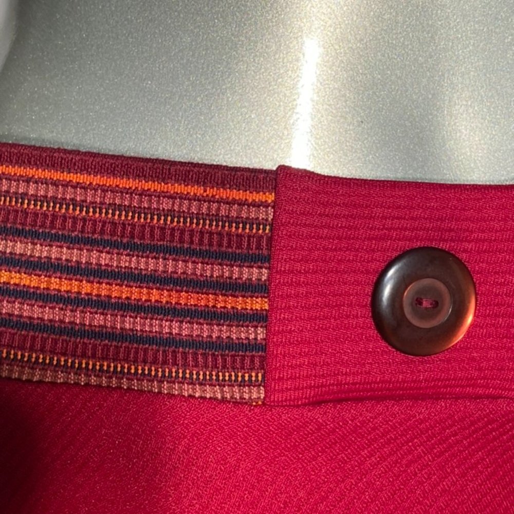 1970s Burgundy Red Lane Bryant Polyester Elastic Banded Skirt - Picture 2 of 4